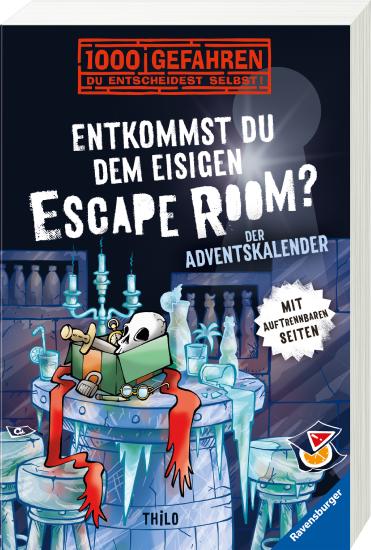 Produktbild des Adventskalenders: 1000 Gefahren vor Weihnachten. Entkommst du dem eisigen Escape Room? Der Adventskalender. Artikelnummer 52208. Aus dem Jahr 2021.