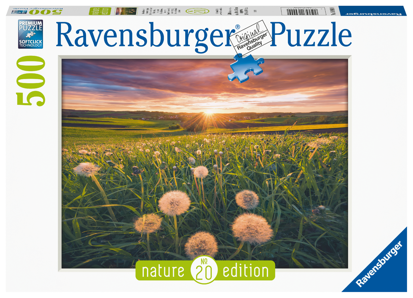 Produktbild des Puzzles: Pusteblumen im Sonnenuntergang. Artikelnummer 16990.