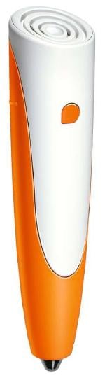 Tiptoi Stift der vierten Generation mit orangener Hülle und orangenem Anschaltknopf. Stifthüllen mit Soft-Grip verleihen dem Stift einen modernen Look.