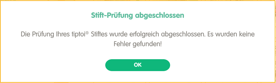 Ansicht der abgeschlossenen tiptoi Stift Prüfung in der Manager App