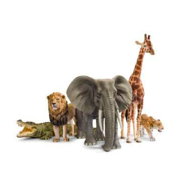 Produktbild der tiptoi Spielfiguren Afrika mit der Artikelnummer 80120. Diese Audiodatei enthält die Spielfiguren Löwe, Löwin, Löwenjunges, Afrikanischer Elefant, Giraffe, Giraffenjunges, Zebrastute, Zebrafohlen, Krokodil, Schimpanse, Schimpanse- Junges, Nashorn, Antilope, Leopard, Flusspferd, Flusspferd Kalb, Gorilla, Gorilla Weibchen