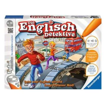Produktbild des tiptoi Spiels Die Englisch-Detektive. Artikelnummer 00510. Bitte hier klicken für den Audiodatei-Download.