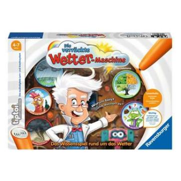 Produktbild des tiptoi Spiels Die verrückte Wettermaschine. Artikelnummer 00757. Bitte hier klicken für den Audiodatei-Download.