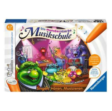 Produktbild des tiptoi Spiels Monsterstarke Musikschule. Artikelnummer 00555. Bitte hier klicken für den Audiodatei-Download.