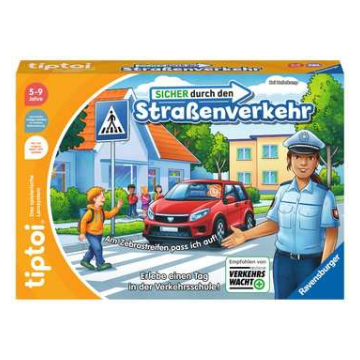 Produktbild des tiptoi Spiels Sicher durch den Straßenverkehr. Artikelnummer 00173. Bitte hier klicken für den Audiodatei-Download.