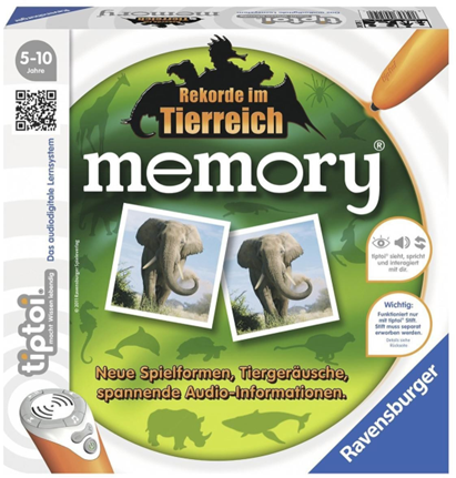 Produktbild des tiptoi memory: Rekorde im Tierreich. Artikelnummer 00519. Bitte hier klicken für den Audiodatei-Download.