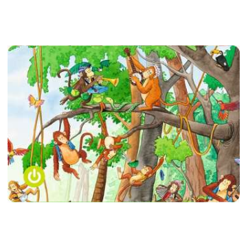 Produktbild der tiptoi Puzzle-Postkarte "Die Affen rasen durch den Wald"