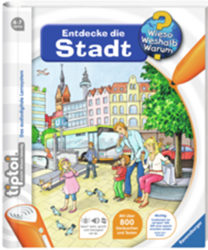 Produktbild des tiptoi Buches Wieso? Weshalb? Warum? Entdecke die Stadt. Artikelnummer 32908. Bitte hier klicken für den Audiodatei-Download