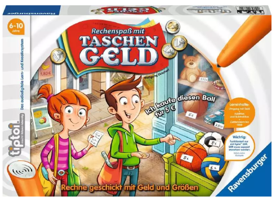 Produktbild des tiptoi Spiels Rechenspaß mit Taschengeld. Artikelnummer 00779.
