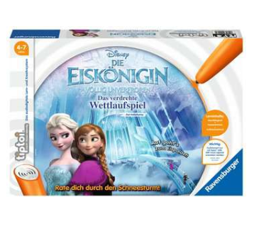 Produktbild des tiptoi Spiels Eiskönigin völlig unverfroren: Das verdrehte Wettlaufspiel. Artikelnummer 00007. Bitte hier klicken für den Audiodatei-Download.