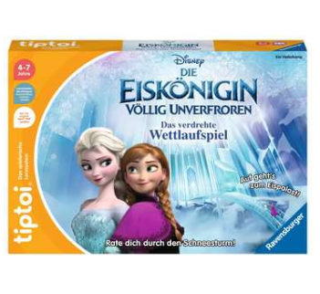 Produktbild des tiptoi Spiels Eiskönigin völlig unverfroren: Das verdrehte Wettlaufspiel. Artikelnummer 00116. Bitte hier klicken für den Audiodatei-Download.