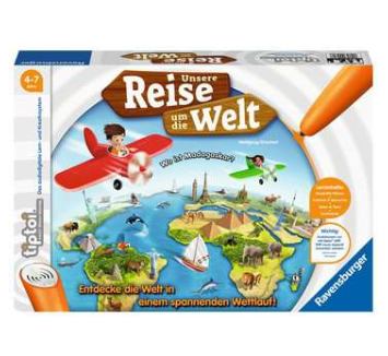 Produktbild des tiptoi Spiels Unsere Reise um die Welt. Artikelnummer 00070. Bitte hier klicken für den Audiodatei-Download.