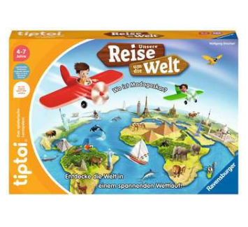 Produktbild des tiptoi Spiels Unsere Reise um die Welt. Artikelnummer 00117. Bitte hier klicken für den Audiodatei-Download.