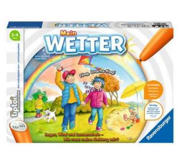 Produktbild des tiptoi Spiels Mein Wetter. Artikel 00074. Bitte hier klicken für den Audiodatei-Download.