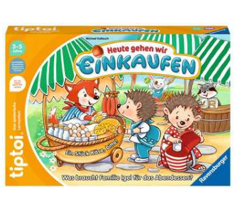 Produktbild des tiptoi Spiels Heute gehen wir einkaufen. Artikelnummer 00119. Bitte hier klicken für den Audiodatei-Download.