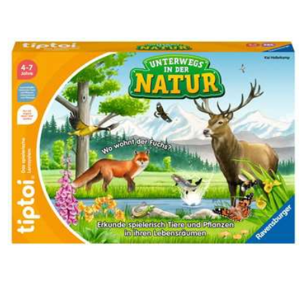 Produktbild des tiptoi Spiels Unterwegs in der Natur. Artikelnummer 00121. Bitte hier klicken für den Audiodatei-Download.