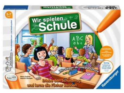 Produktbild des tiptoi Spiels - Wir spielen Schule. Artikelnummer 00733. Bitte hier klicken für den Audiodatei-Download.