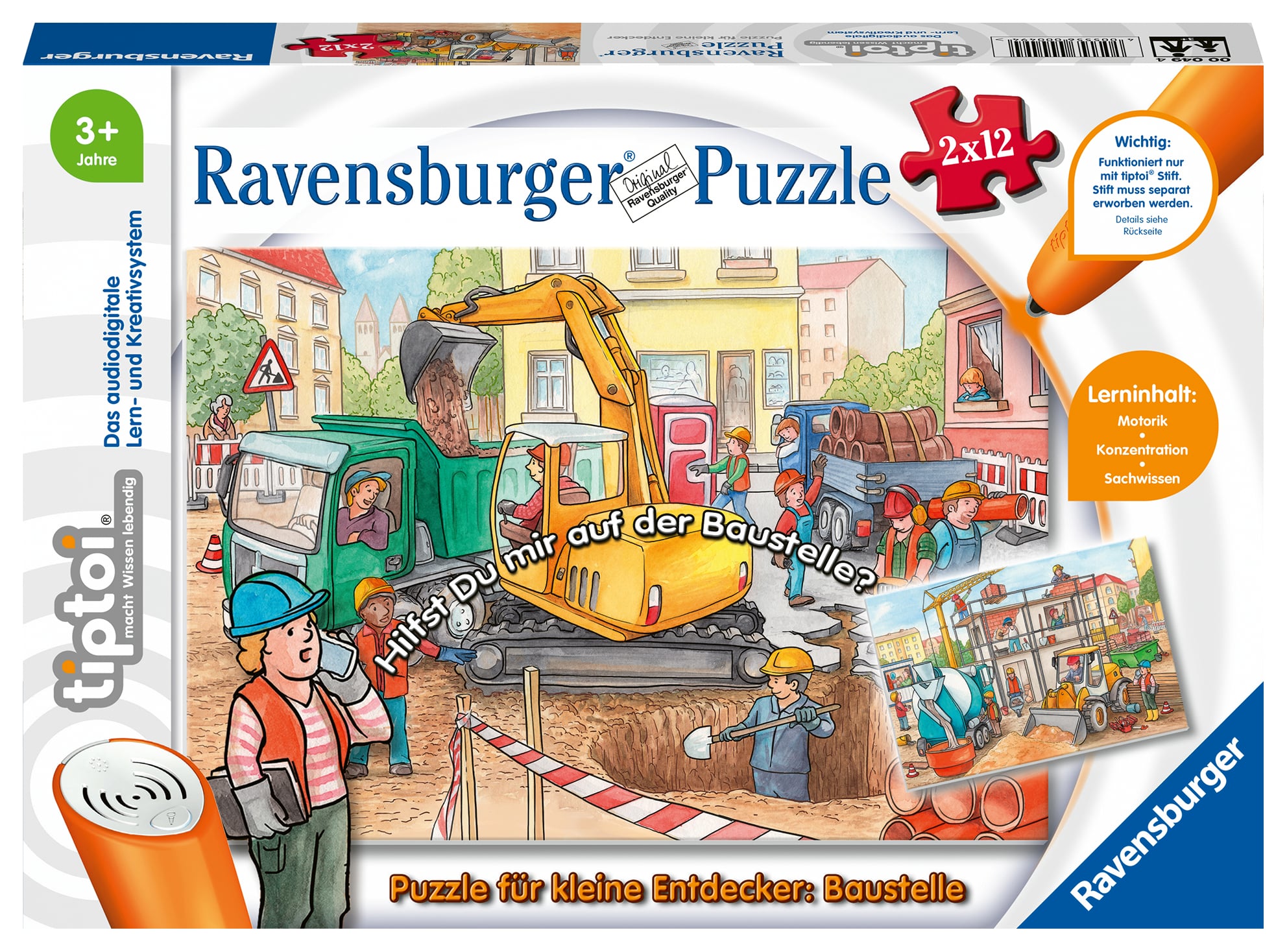 Tiptoi® Puzzle Per Piccoli Esploratori – Cantiere 2x12 Pezzi – Gioco Educativo Interattivo Con Suoni E Informazioni Per Bambini +3 Anni