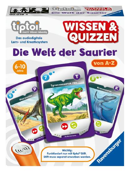 Produktbild des tiptoi Spiels - Wissen und Quizzen: Die Welt der Saurier. Artikelnummer 00078. Bitte hier klicken für den Audiodatei-Download.