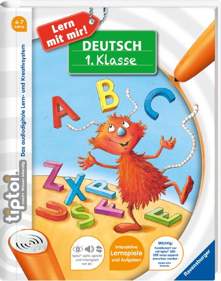 Produktbild des tiptoi Buches Lern mit mir! Deutsch 1. Klasse mit der Artikelnummer 41804. Bitte hier klicken für den Audiodatei-Download.