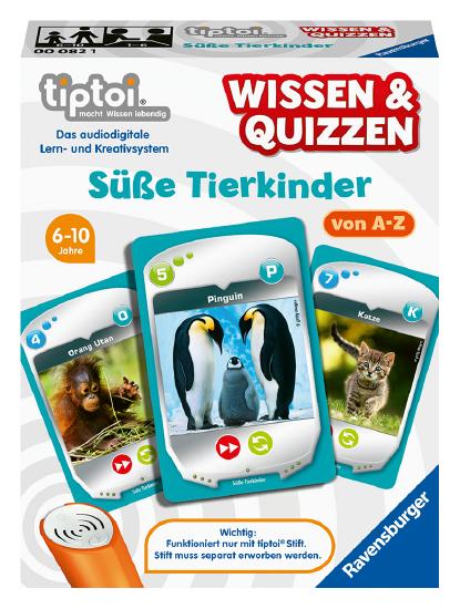 Produktbild des tiptoi Spiels Wissen und Quizzen: Süße Tierkinder. Artikelnummer 00082. Bitte hier klicken für den Audiodatei-Download.