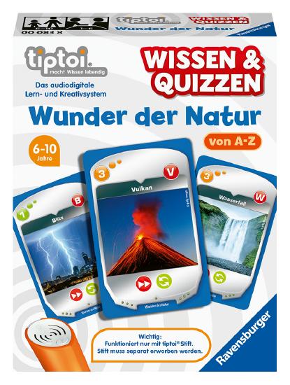 Produktbild des tiptoi Spiels - Wissen und Quizzen: Wunder der Natur. Artikelnummer 00083. Bitte hier klicken für den Audiodatei-Download.