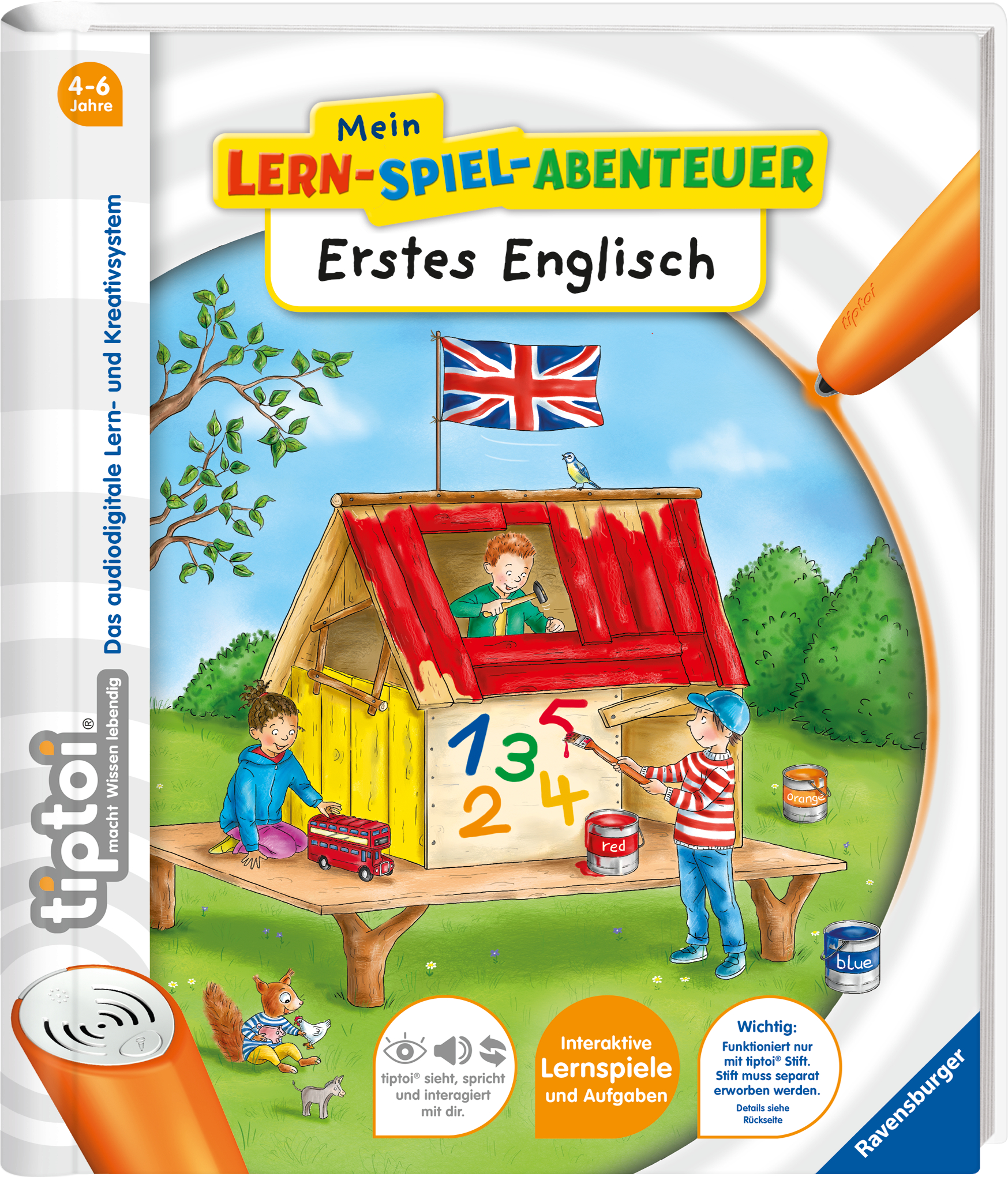 Produktbild des tiptoi Buches Erstes Englisch mit der Artikelnummer 41810. Bitte hier klicken für den Audiodatei-Download.