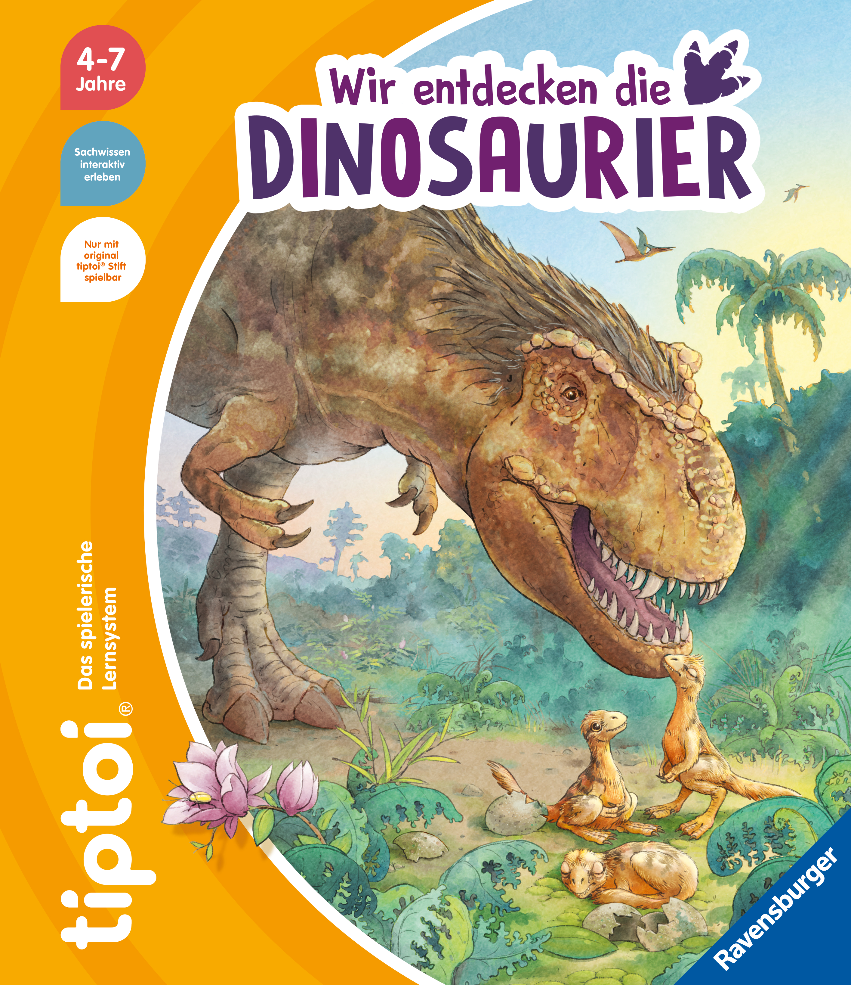 Produktbild des tiptoi Buches Wir entdecken die Dinosaurier. Artikelnummer 49286. Bitte hier klicken für den Audiodatei-Download