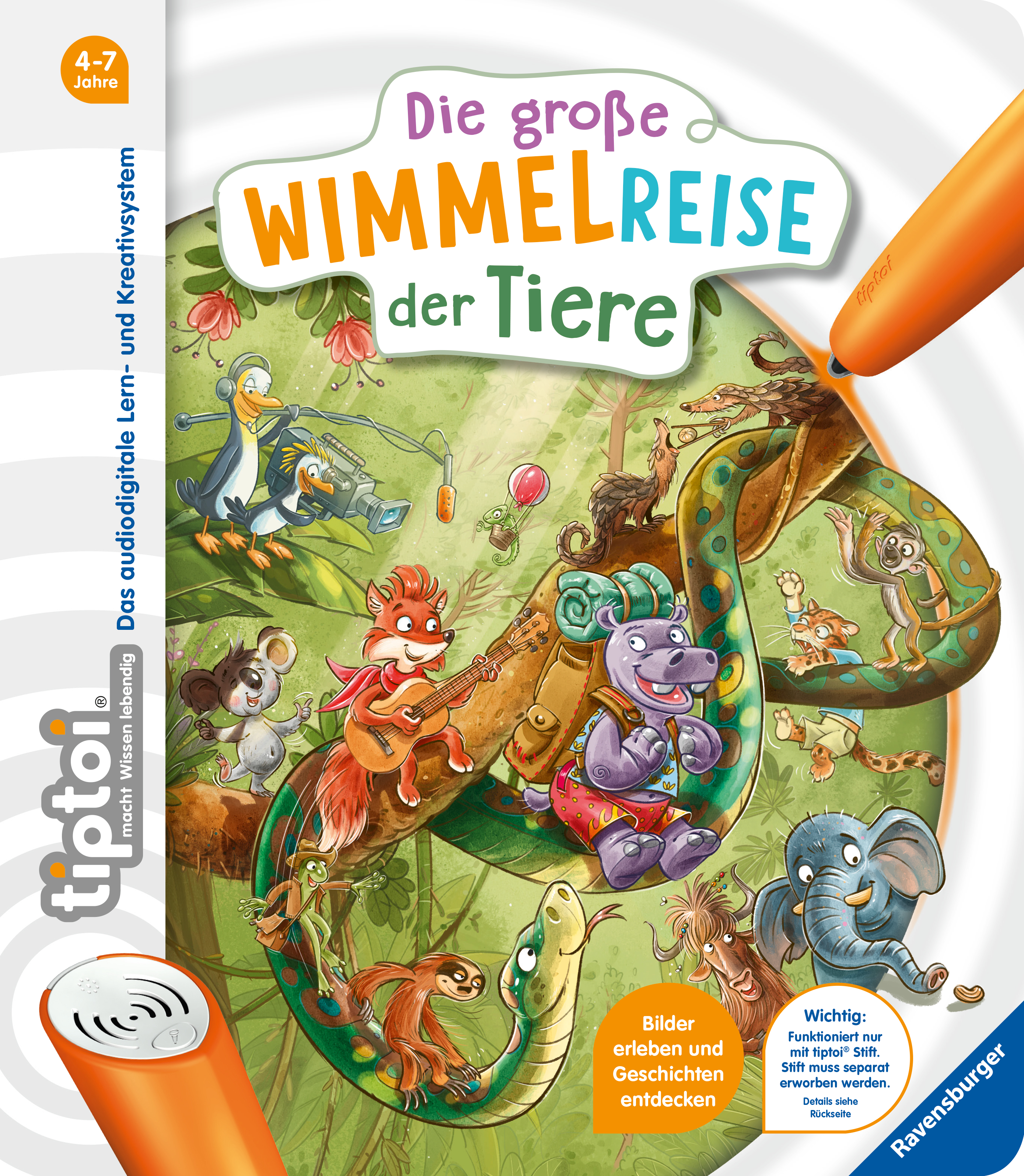 Produktbild des tiptoi Buches Die große Wimmelreise der Tiere mit der Artikelnummer 65884. Bitte hier klicken für den Audiodatei-Download.