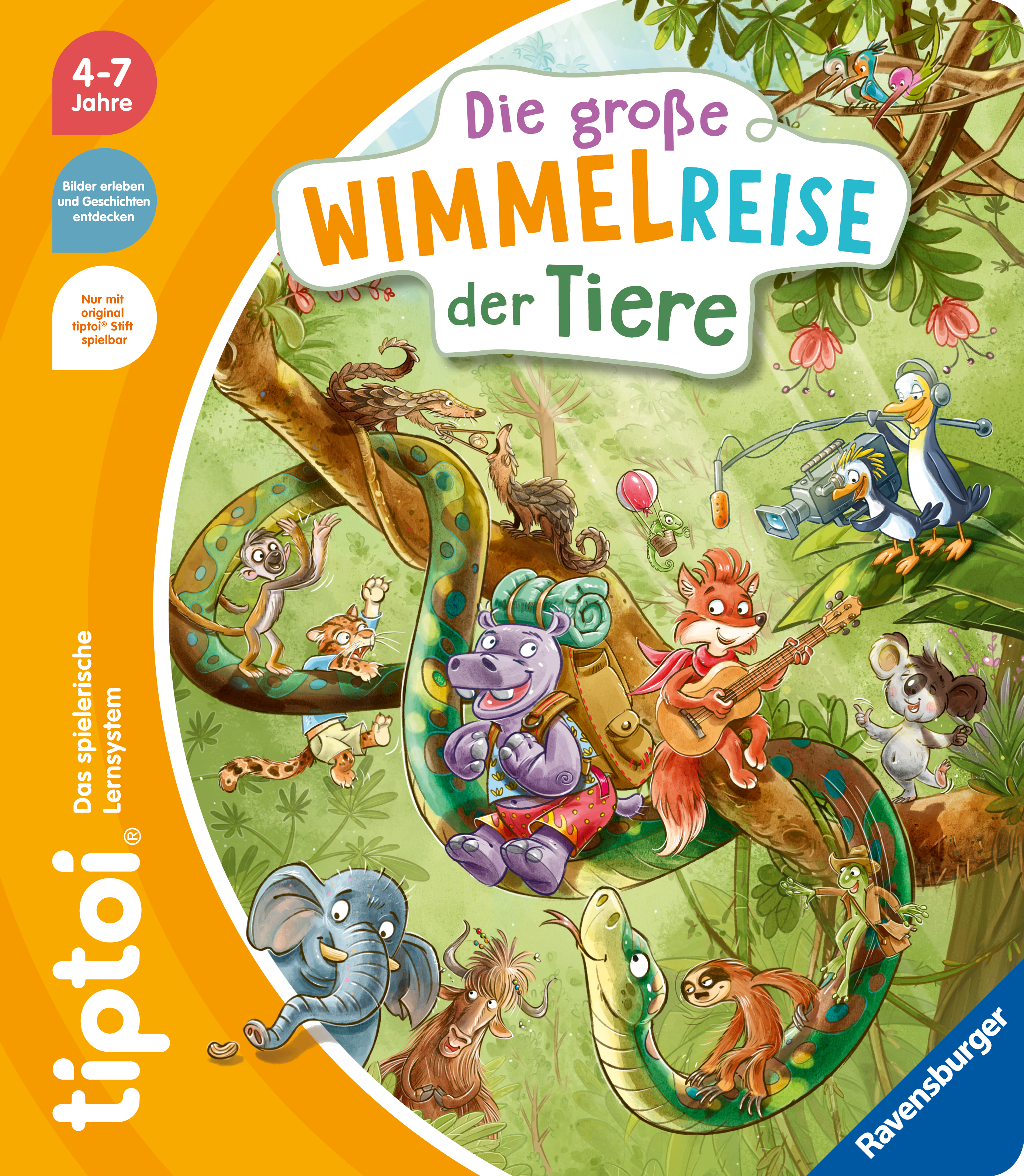Produktbild des tiptoi Buches Die große Wimmelreise der Tiere 49259. Bitte hier klicken für den Audiodatei-Download