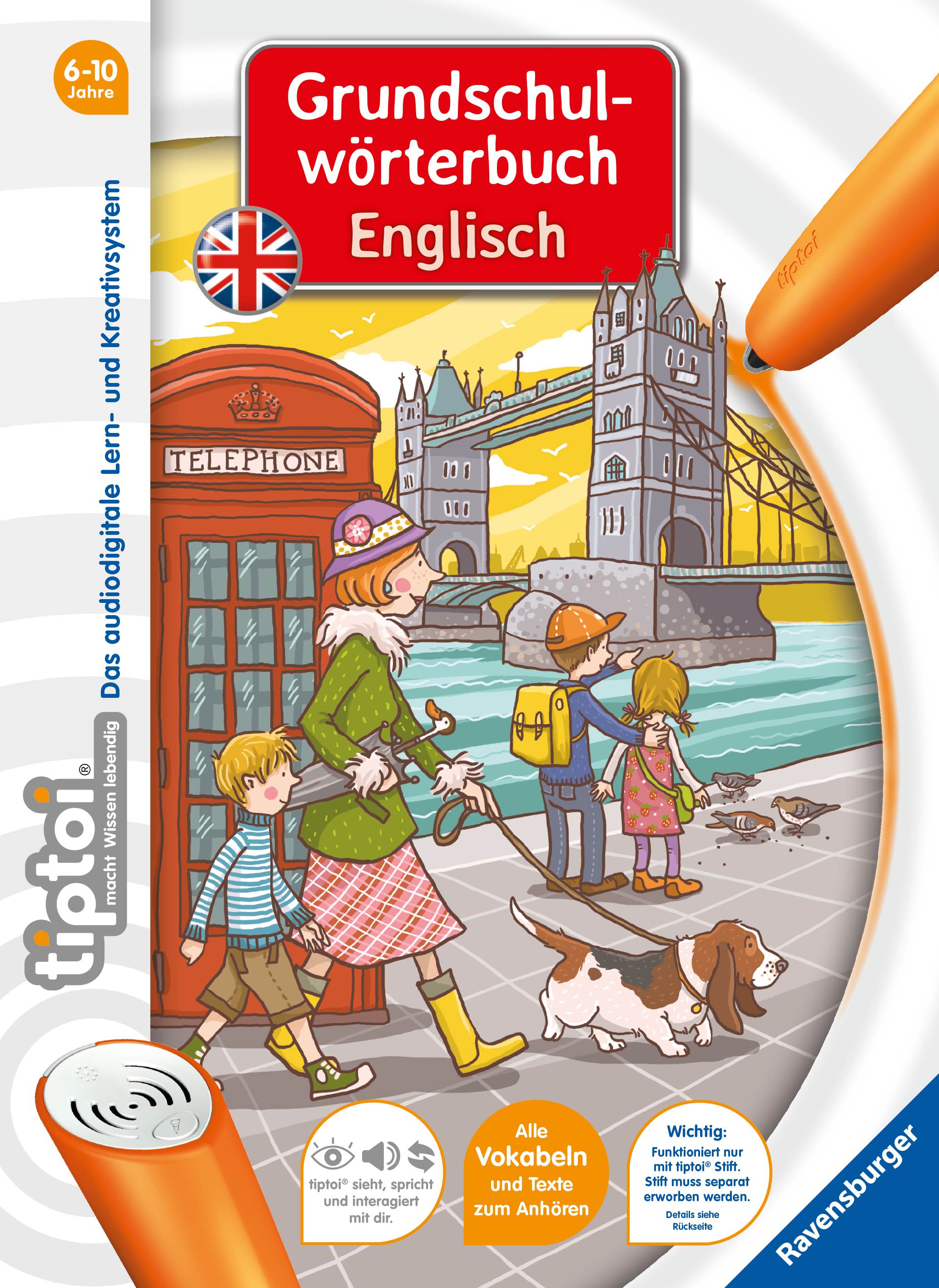 Produktbild des tiptoi Buches Grundschulwörterbuch Englisch mit der Artikelnummer 41802. Bitte hier klicken für den Audiodatei-Download.