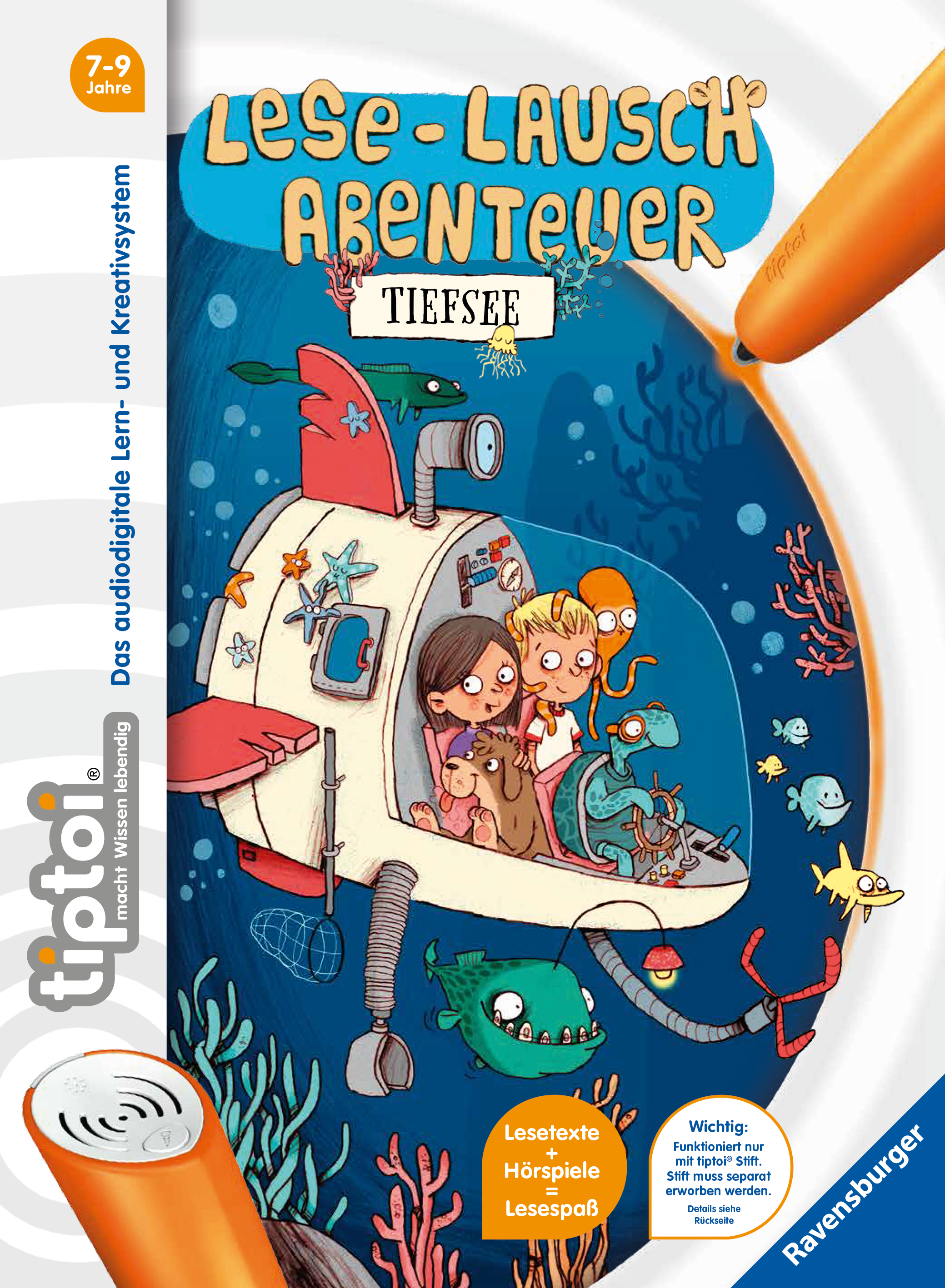 Produktbild des tiptoi Buches Lese-Lausch-Abenteuer Tiefsee mit der Artikelnummer 41813. Bitte hier klicken für den Audiodatei-Download.