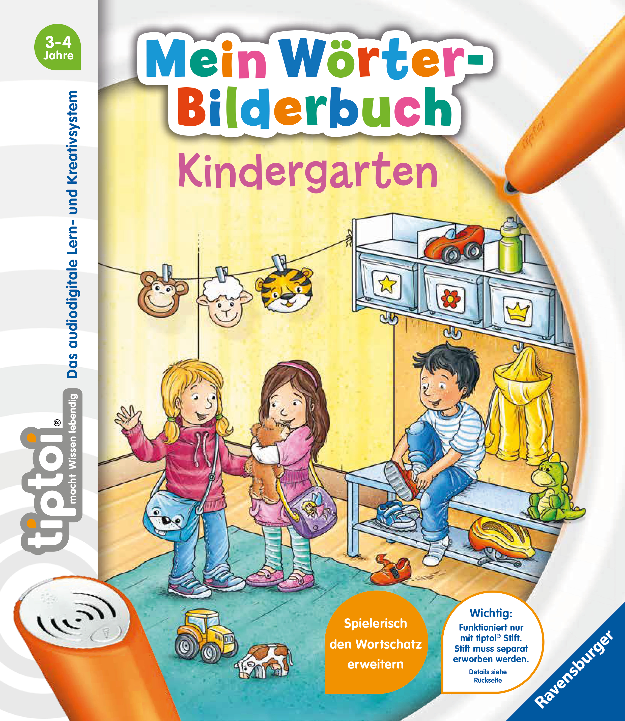 Produktbild des tiptoi Buches Mein Wörter-Bilderbuch Kindergarten mit der Artikelnummer 55477. Bitte hier klicken für den Audiodatei-Download.