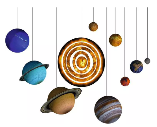 Bild aller Planeten des 3D Puzzles Planetensystem mit weißem Hintergrund.