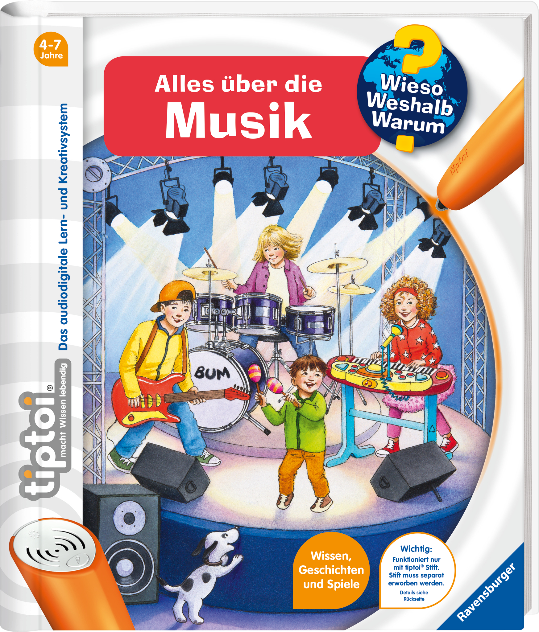Produktbild des tiptoi Buches Wieso? Weshalb? Warum? Alles über die Musik. Artikelnummer 32923. Bitte hier klicken für den Audiodatei-Download.