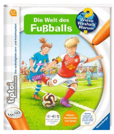 Produktbild des tiptoi Buches Wieso? Weshalb? Warum? Die Welt des Fußballs. Artikelnummer 32921. Bitte hier klicken für den Audiodatei-Download.