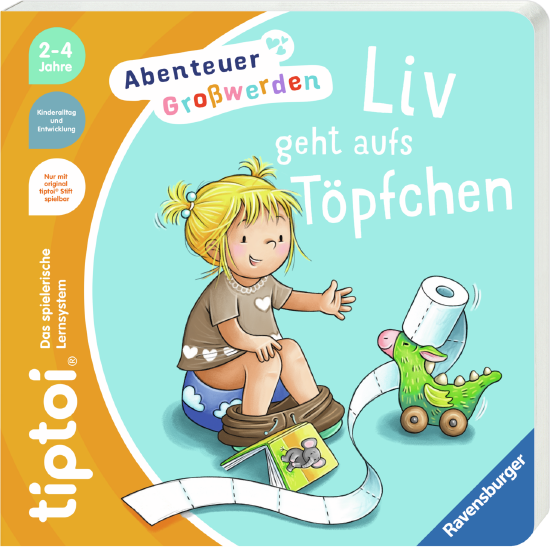 Produktbild des tiptoi Buches Abenteuer Großwerden: Liv geht aufs Töpfchen mit der Artikelnummer 49301. Bitte hier klicken für den Audiodatei-Download.