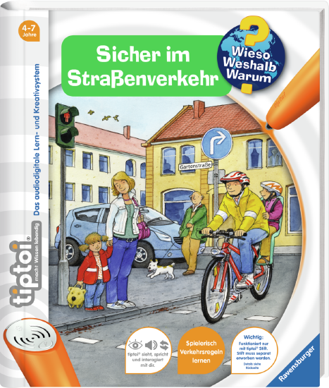 Produktbild des tiptoi Buches Audiodatei Wieso? Weshalb? Warum? Sicher im Straßenverkehr. Artikelnummer 32903. Bitte hier klicken für den Audiodatei-Download.