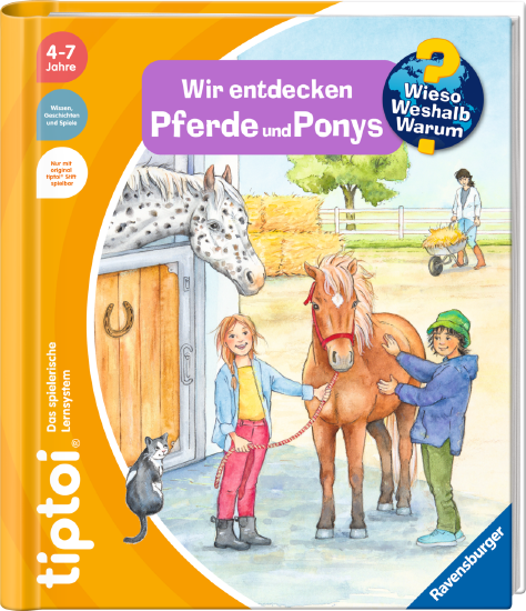 Produktbild des tiptoi Buches Wieso? Weshalb? Warum? Wir entdecken Pferde und Ponys. Artikelnummer 49229. Bitte hier klicken für den Audiodatei-Download.