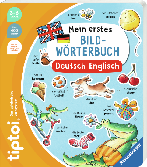 Produktbild des tiptoi Buches Mein erstes Bild-Wörterbuch Deutsch-Englisch. Artikelnummer 49297. Bitte hier klicken für den Audiodatei-Download.