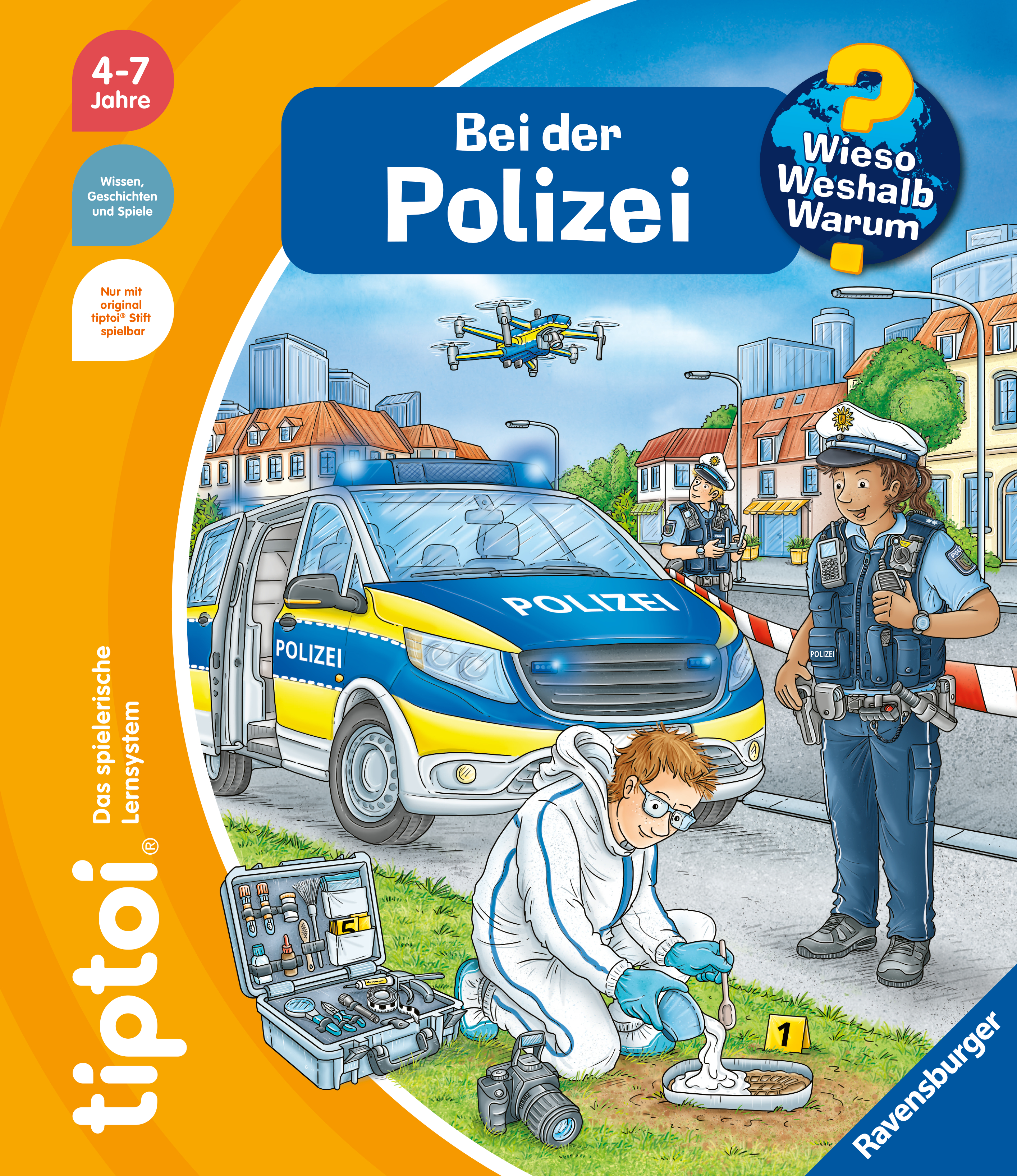 Produktbild des tiptoi Buches Wieso? Weshalb? Warum? Bei der Polizei. Artikelnummer 49304. Bitte hier klicken für den Audiodatei-Download.