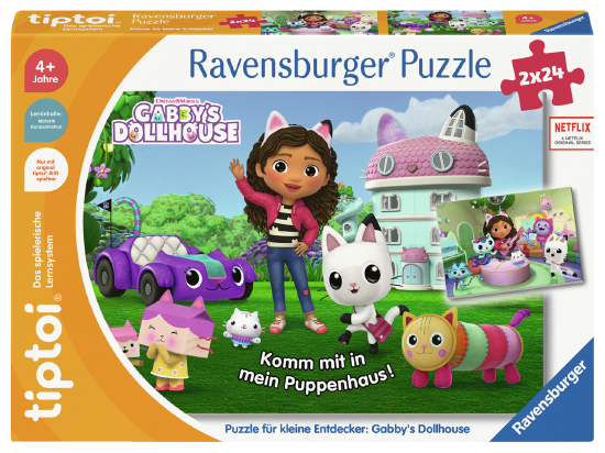 Produktbild des tiptoi Puzzles für kleine Entdecker Gabby’s Dollhouse. Artikelnummer 00236.
