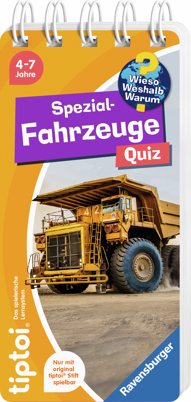 Produkbild vom tiptoi Wieso? Weshalb? Warum? Quiz - Spezialfahrzeuge. Artikelnummer 49313.