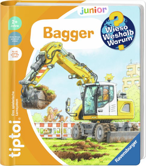 Produktbild des tiptoi&reg; Buches Wieso? Weshalb? Warum? junior Bagger. Artikelnummer 49309.