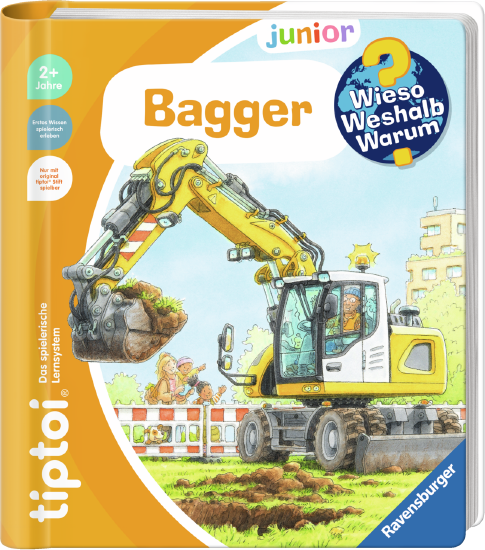 Produktbild des tiptoi® Buches Wieso? Weshalb? Warum? junior Bagger. Artikelnummer 49309.