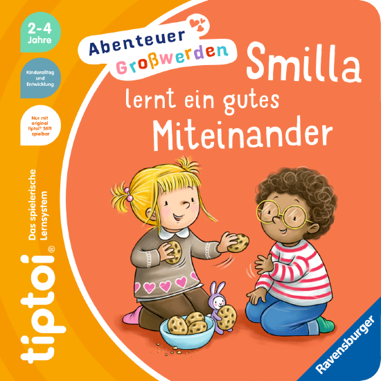 Produktbild des tiptoi Buches: Abenteuer Grosswerden: Smilla lernt ein gutes Miteinander. Artikelnummer 49307. Bitte hier klicken f&uuml;r den Audiodatei-Download.