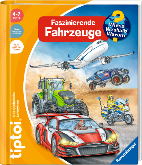 Produktbild des tiptoi Buches: Wieso? Weshalb? Warum? Faszinierende Fahrzeuge mit der Artikelnummer 49311. Bitte hier klicken für den Audiodatei-Download.
