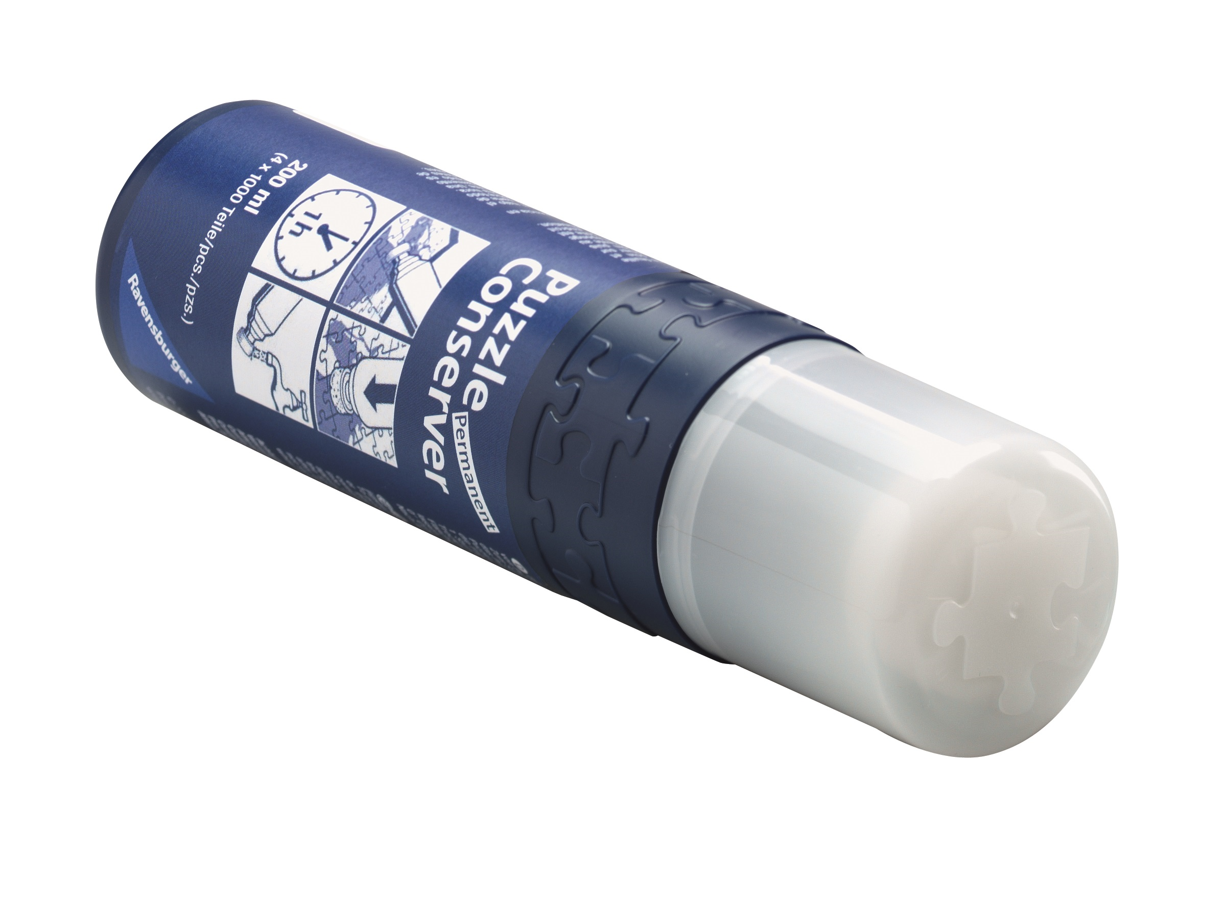 Abbildung Puzzle Conserver. Blaue Dose mit weißem Deckel. Artikelnummer 17954.