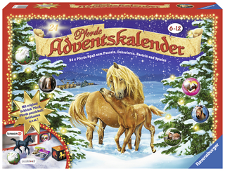 Produktbild des 3d Puzzle Adventskalenders: Pferde. Artikelnummer 11698. Aus dem Jahr 2011.